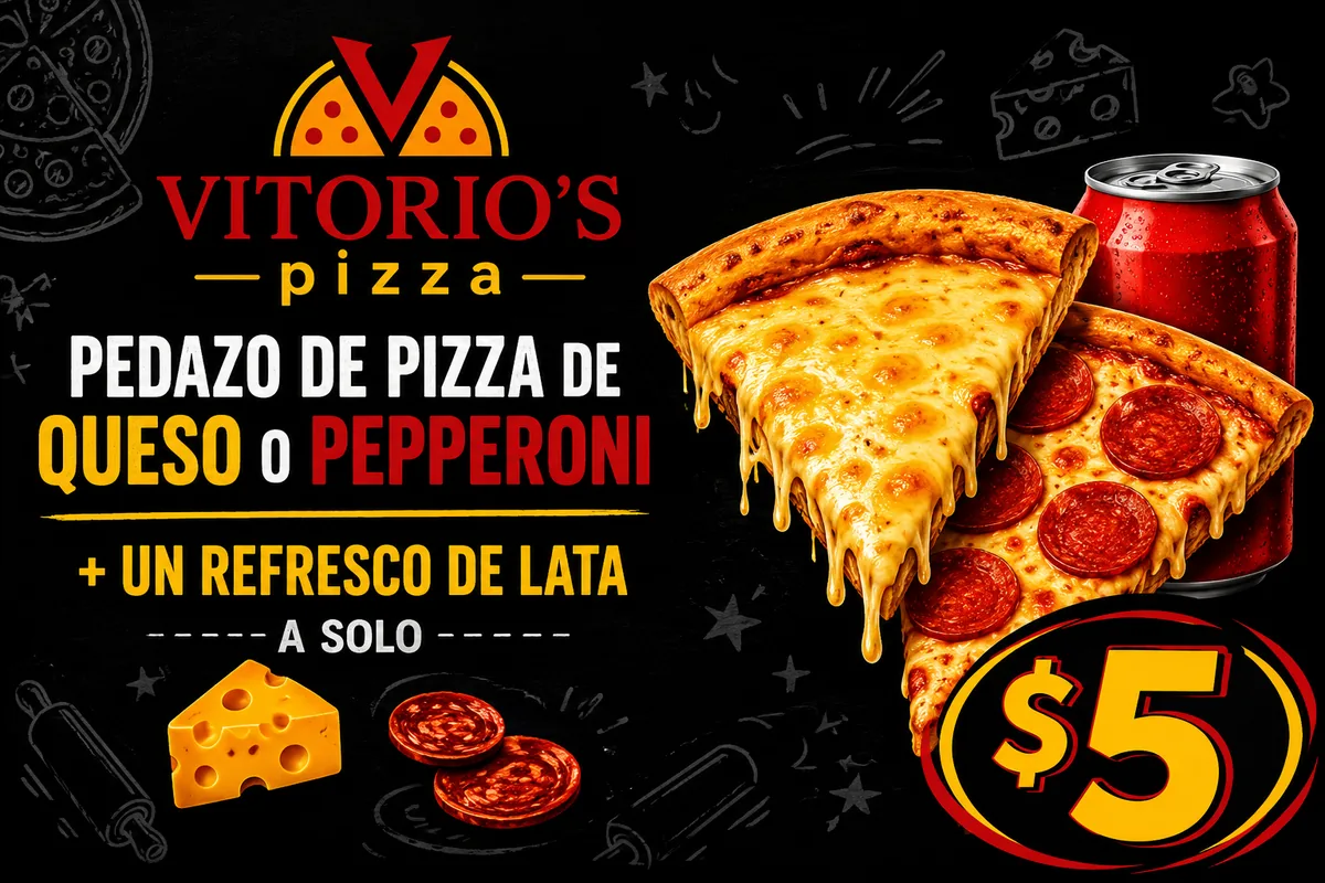 Pedazo de pizza + refresco $5